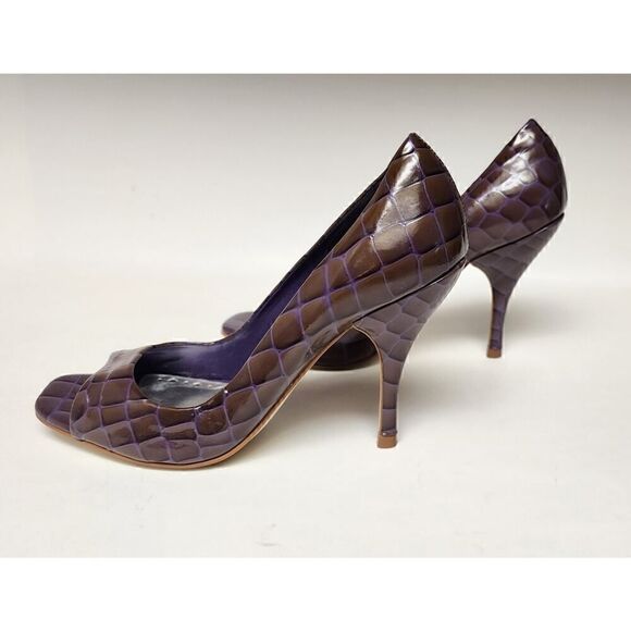 BCBG Girl Ariel Open Peep Toe Purple Patent Leather Stiletto High Heels Size 8B - Picture 3 of 7